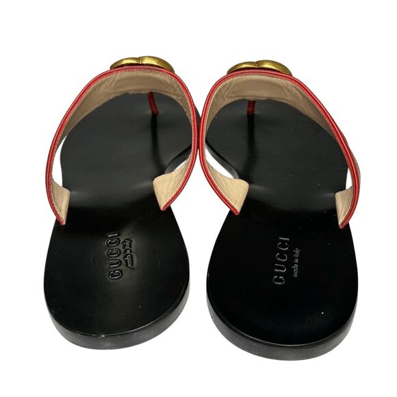 Gucci Marmont GG Thong Sandals Red Leather EU 37.5 US 7.5 w/ Box & Dust Bag - Picture 7 of 10